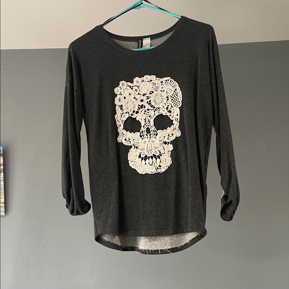 Divided Charcoal Gray Long Sleeve Top